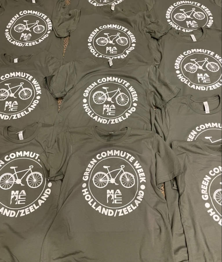 Custom printed t-shirts for Green Commute Week in Holland and Zeeland MI