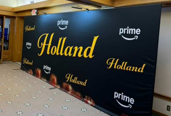 Large format Amazon Prime banner printing at Schreur Printing in Holland Michigan