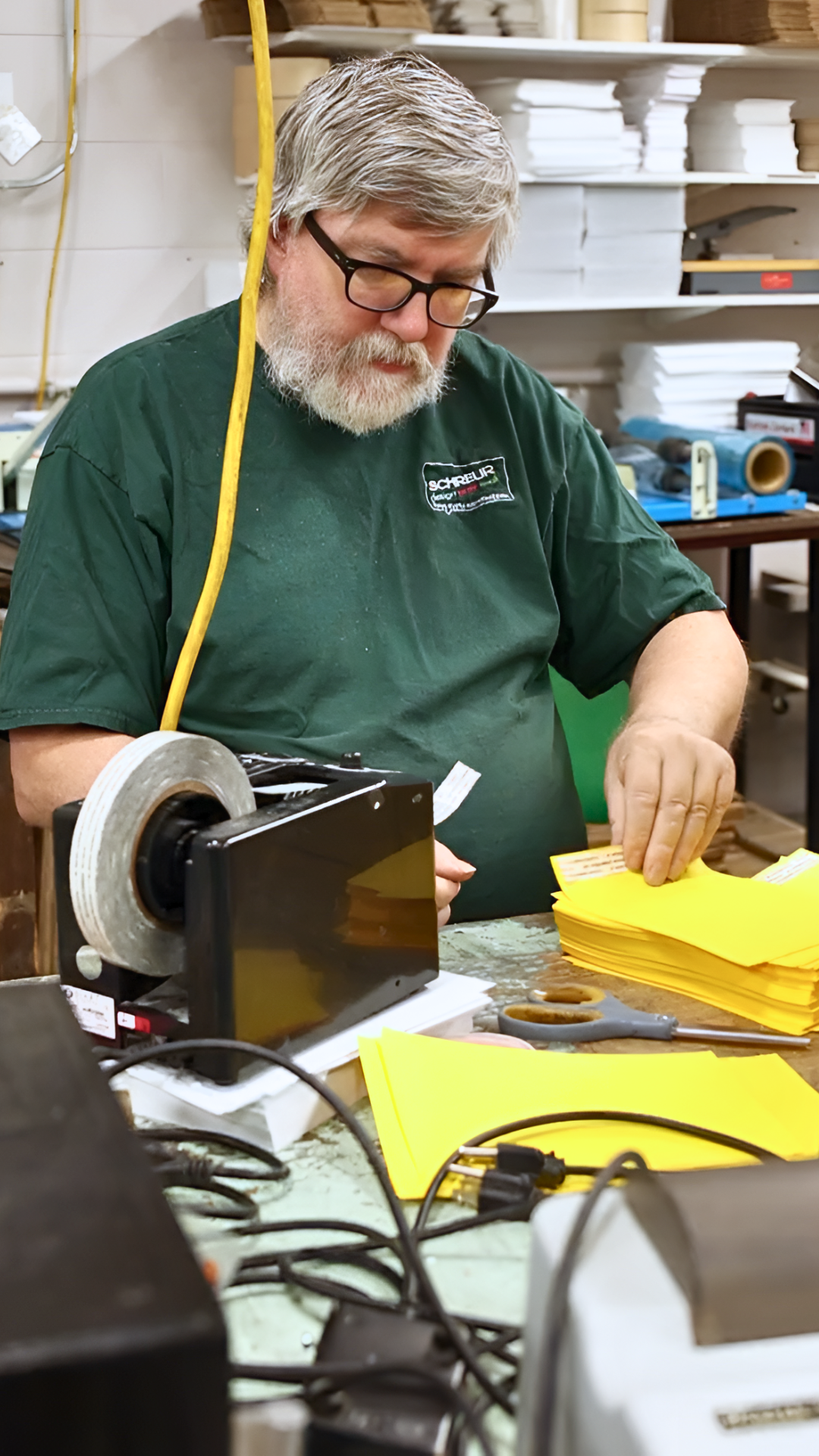 Applying labels to paper