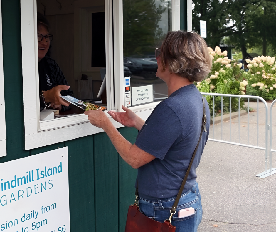 Handing out brochures for local event